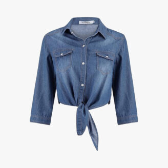 Jaqueta Jeans Feminina Cropped com Mangas